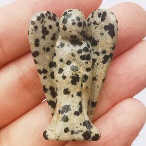1.5 inch Natural Dalmatian Jasper Crystal Angel Carving Ornament